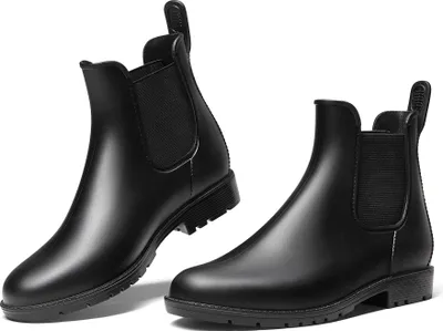 Produktbild von DREAM PAIRS Stiefel Damen Gummistiefel Damen Halbhoch Chelsea Boots,Farbe:SCHWARZ,Größe:39