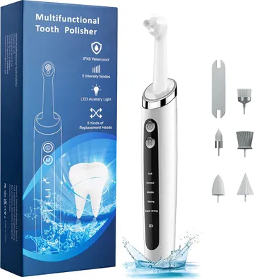 Produktbild von Zahnreiniger elektrisch, Zahnstein Entferner mit 5 Reinigungsköpfen,  Polierer, USB-Ladefunktion, IPX6