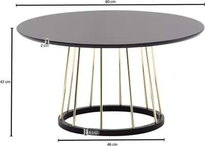 Image de Table basse ronde 80x80x42 cm table basse noir or métal moderne | Wohnling