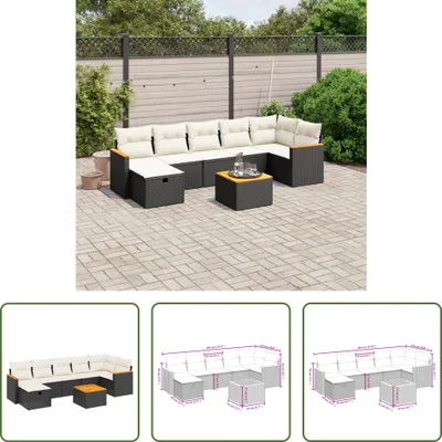 Produktbild von The Living Store 8-tlg. Garten-Sofagarnitur mit Kissen Schwarz Poly Rattan