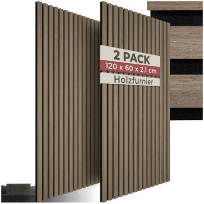 Produktbild von tectake® Akustikpaneele Sonic Wall Holzoptik in Eiche dunkel je 60 x 120 x 2,1 cm, Größe flexibel anpassbar