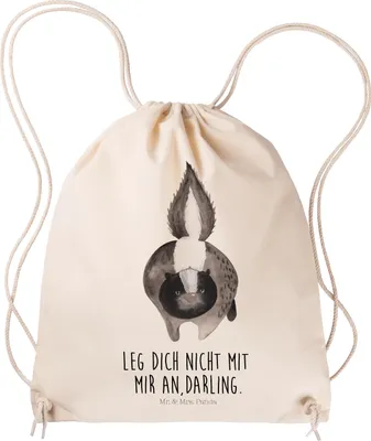Produktbild von Mr. & Mrs. Panda Jutebeutel Stinktier Angriff - Transparent - Geschenk, Beutel, Drohung, Wildtier, wütend, Raubtier, Gymbag, Baumwolltasche, Sportbeutel, Skunk