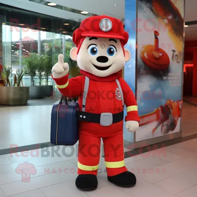 Imagen del producto de personaje REDBROKOLY de disfraz de mascota de bombero de vestido con joggers y maletines
