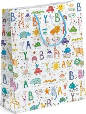 Produktbild von Zauberhafte Geschenktasche "ABC" mit Geschenkanhänger - 22 cm