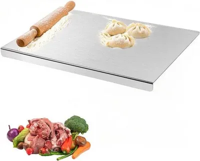 Immagine prodotto di Tagliere in acciaio inossidabile resistente, dimensioni 30 x 40 cm, ideale per cucinare, arrostire e tagliare carne e verdure in cucina