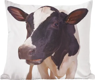 Produktbild von MuchoWow® Zierkissen Sofakissen Wohnzimmer Dekokissen 50x50 cm Kuh - Weiß - Tiere - Schwarz - Komfort - Sofakissen