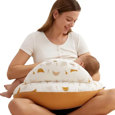 Produktbild von Momcozy Stillkissen mit Sicherheitsrand – Ergonomisches Stillkissen mit verstellbarem Gurt und abnehmbarer Baumwollbezug – Meteoritenschauer