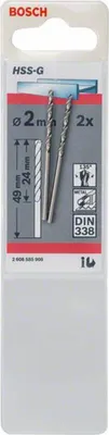 Produktbild von Bosch 2 Metallbohrer HSS-G 2,0x24x49mm