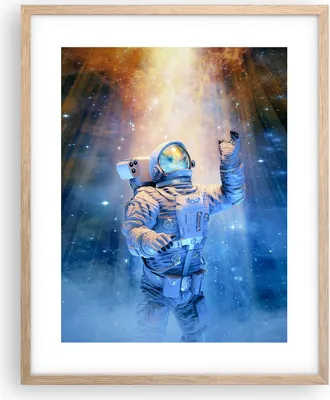 Produktbild von Gerahmtes Poster - Rahmen in heller Eiche - Astronaut Licht Kosmos - 40x50 cm - Wand Bild - Wanddeko - Wandbilder - Kunstposter - Wandposter - Bilderrahmen - Bilder - Kunstdruck - P2NPA40x50-4672