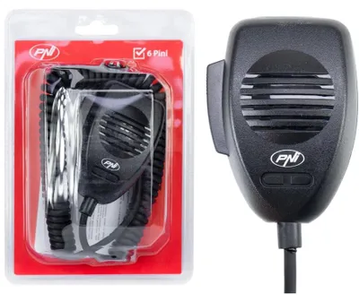 Immagine prodotto di PNI CDS06 Microfono a condensatore a 6 poli per trasmettitori radio CB, compatibile con trasmettitori CB President, Midland, Albrecht