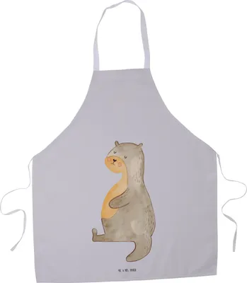 Produktbild von Mr. & Mrs. Panda Kellnerschürze Otter Bauch - Grau Pastell - Geschenk, dick, Vorbinder, Küchenschürze, Zufrieden, Satt, Sportmuffel, Küchenzubehör, Seeotter See, Schürze