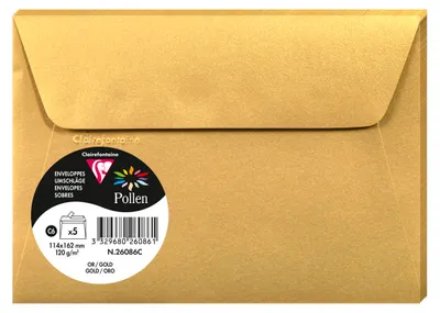 Produktbild von Clairefontaine 5 Umschläge Pollen 114x162 mm Gold