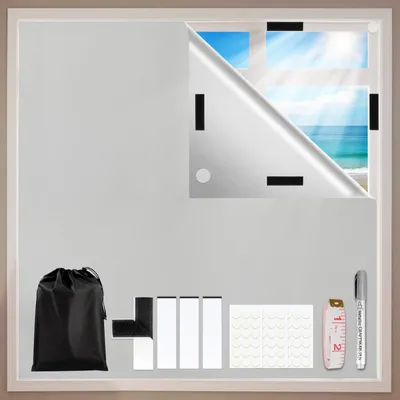 Verdunkelungsrollo 200x148 cm, ohne Bohren, 100% Verdunkelung, Weiß
