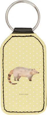 Produktbild von Mr. & Mrs. Panda Schlüsselanhänger Nasenbaer - Gelb Pastell - Geschenk, Mit Spruch, Nasenbären, Taschenanhänger, Lustige Sprüche, Bär, Rechteckig, anhänger für schlüssel