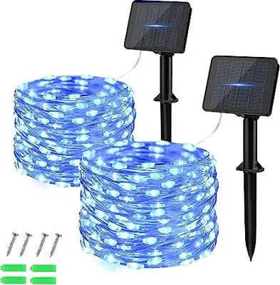 Produktbild von Dalugo [2 Stück] Solar Lichterkette Outdoor, 5M 50 LED Außen Wetterfest Kupferdraht für Garten, Terrasse, Hof, Baum, Party, Geburtstag, Hochzeit,