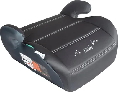 Produktbild von Tataway i-Size ECE R129/03 Sitzerhöhung. Kindersitzerhöhung für Kinder von 125 bis 150 cm Größe. Sitzerhöhung mit Sternengrafik, Kindersitz auf schwarzem Hintergrund.