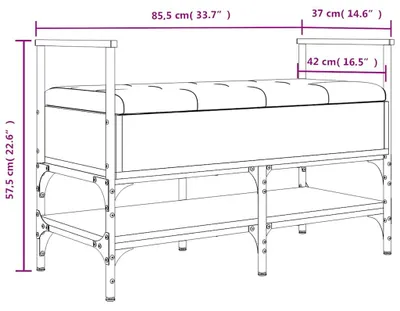 Produktbild von vidaXL Schuhbank Grau Sonoma 85,5x42x57,5 cm Holzwerkstoff