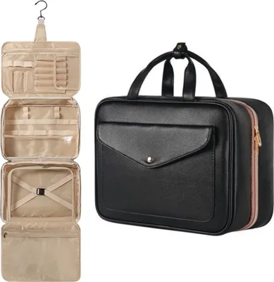 Produktbild von INF Faltbare Hänge-Reise Kulturtasche - Klein, Wasserdicht & Groß Schwarz