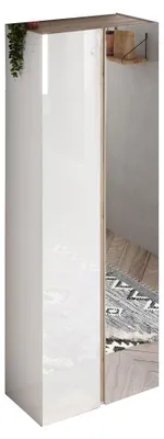 Produktbild von Dmora Mehrzweckschrank 2 Türen Gradoli 70x185h cm Weiß Hochglanz, 8 Regale Schubladen