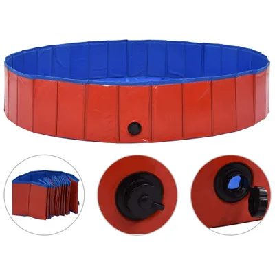 Immagine prodotto di vidaXL Piscina per cani pieghevole Rosso 160 x 30 cm PVC