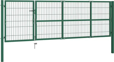 Obrázek produktu pro vidaXL Zahradní brána se sloupky 350x100 cm ocelová zelená
