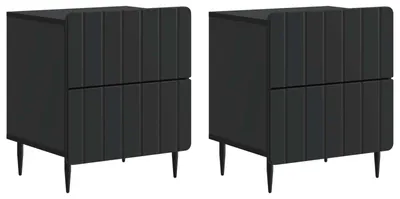 Immagine prodotto di vidaXL Tavolino da notte, 2 pezzi, nero, 43 x 34,5 x 49,5 cm, materiale composito di legno