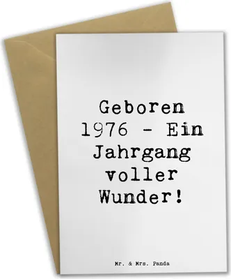 Produktbild von Mr. & Mrs. Panda babykarte Spruch 1976 Geburtstag - Weiß - Geschenk, besondere Momente, Geburtsjahr, osterkarte, Grußkarte, einladungskarten, Erinnerungen, dankeskarten