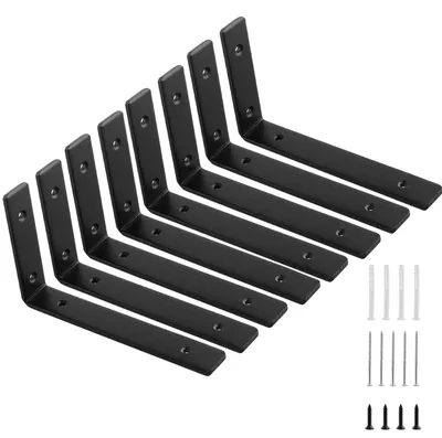Immagine prodotto di Solidchoice - Set di 8 supporti a parete neri in acciaio per mensole