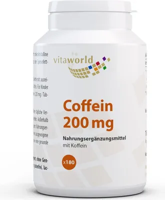 Produktbild von Vita World Coffein 200 mg | 180 Tabletten | vegan | gluten- und laktosefrei