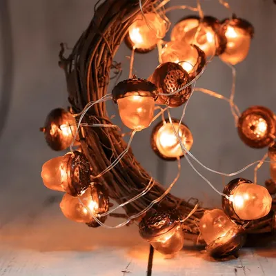 Produktbild von 3 Stück Eicheln Lichterkette Herbst,2M 20 LED Lichterkette,Outdoorlichterkette Batterie,Herbst Eichel Dekoratives Licht für Erntedankfest,Weihnachten,Hochzeit,Geburtstag Party