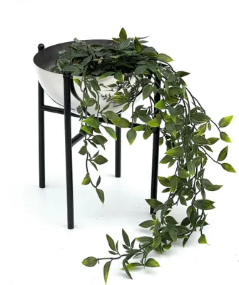Image de DanDiBo Tabouret à fleurs Métal avec pot Noir Argent 25 cm Porte-fleurs 96257 S Colonne à fleurs Moderne Porte-plantes Tabouret à plantes