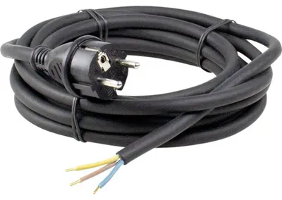 Gummi-Anschlussleitung 10 m, 230 V/16 A, H07RN-F 3x1,5, IP44, Schwarz