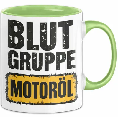 Produktbild von Auto Kfz Mechaniker Tasse Geschenk Lustige Geschenkidee Spruch Blutgruppe Motoröl (Grün)