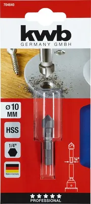 Produktbild von kwb 704640, Bohrer, Senkbohrerbit, 1 cm, Metall, 6,35 mm, Hochgeschwindigkeitsstahl (HSS)