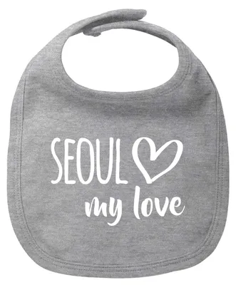Produktbild von Huuraa Baby Lätzchen Seoul my love Heather Grey Klettverschluss Baumwolle Latz Geschenkidee