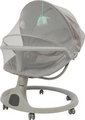 Obrázek produktu pro Elektrická dětská houpačka – houpací kolébka – 5 stupňů – Bluetooth – dálkové ovládání – hudba – 0–18 měsíců – 20 kg – šedá