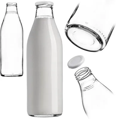 Productafbeelding van Glazen Flessen 1 Liter met Deksel voor Melk, Sap en Limonade