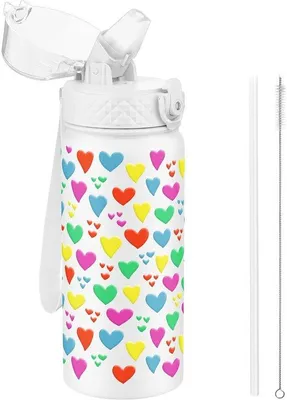 Productafbeelding van 550ml Roestvrijstalen Drinkfles voor Kinderen met Rietje