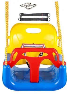 Immagine prodotto di Altalena per bambini 3-in-1 - Altalena con sedile - Altezza regolabile - Portata massima di 91 kg - Seduta comoda e sicura - Adatta per interni ed esterni - Colorata