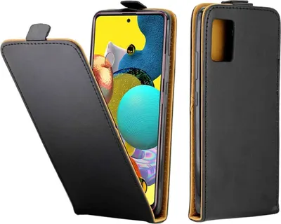 Produktbild von König Design Hülle kompatibel mit Samsung Galaxy A51 Kunstleder Handyhülle - Handy Case Schwarz
