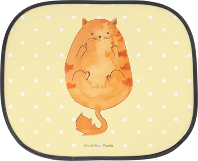 Produktbild von Mr. & Mrs. Panda Sonnenschutz Auto Katze Mittelfinger - Gelb Pastell - Geschenk, Cats, Sonnenblende, Katzen, Hitzeschutz, Genervt, saugnapf, für, Lustig, Tiger