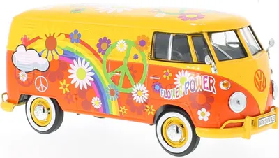 Produktbild von Motormax - Volkswagen T1 Bus - Flower Power Design - Maßstab 1:24