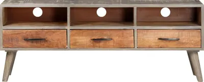 Obrázek produktu pro vidaXL TV skříňka šedá 130x35x51 cm hrubé mangové masivní dřevo