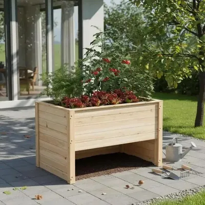 Image de Bordure de jardin surélevée en bois avec fond ouvert