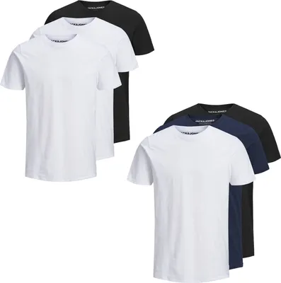 Produktbild von JACK&JONES Herren T-Shirt, 3er Pack - JJEORGANIC BASIC TEE O-NECK, Kurzarm, Baumwolle Weiß/Schwarz XL