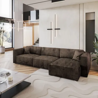 Produktbild von Masseno Ecksofa TOLMO P mit Schlaffunktion L-Form, Sofa mit Bettkasten, Wohnzimmersofa, Couch, Soffa, Bettsofa, Couchgarnitur- Braun, POSO 06