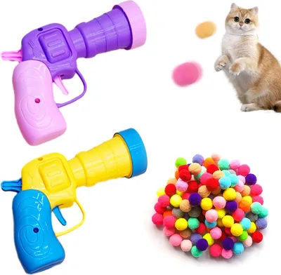 Produktbild von 2 Stück Lustiges Katzenspielzeug mit 60 Plüschbällen - Interaktive Katzenspielzeuge für Katzen - Blau Lila