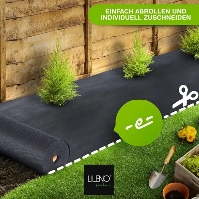 Produktbild von LILENO HOME Unkrautvlies Gartenvlies gegen Unkraut 200m² [150 g/qm] - Garten Unkrautfolie Wasserdurchlässig – Reißfestes Unkraut-Flies – Unkrautflies UV-beständig [1m x 200m]