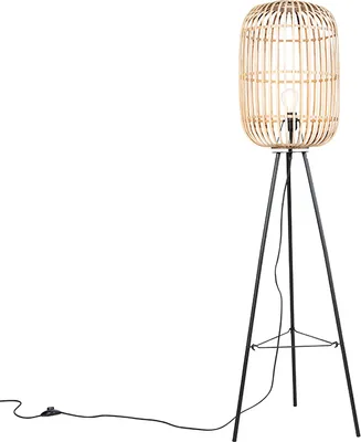 Produktbild von Qazqa country-rustic Tripod Lampe, Tripod Leuchte - Manila - Beige, max. 60W, Geeignet für LED, 139cm, Ideal als Wohnzimmerlampe
