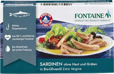 Produktbild von Sardinen-Filets mit Haut und ohne Gräten - Olivenöl 120g 10er Pack